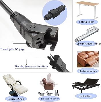 HWX Lift Chair or Power Recliner AC/DC Switching Power Supply Transformer 29V 2A+ UK Power Wall Cord (29V2A power supply)
