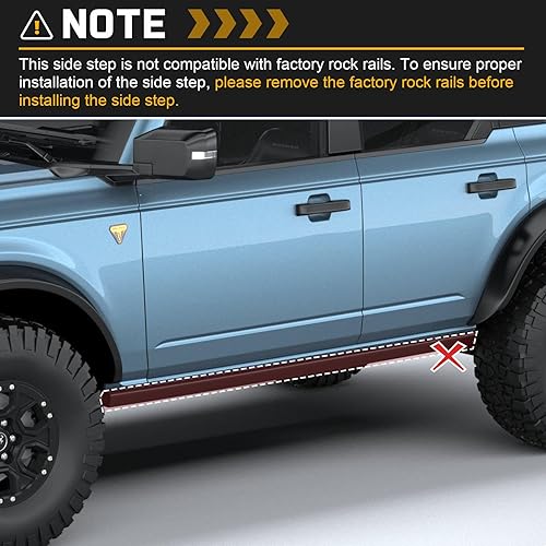 Miniatura 8 de Estribos Barras de Escalón Compatibles con Ford Bronco 2021-2026 SUV de 4 Puertas. Escalones Laterales Negros Barras de Escalón Deslizadores de