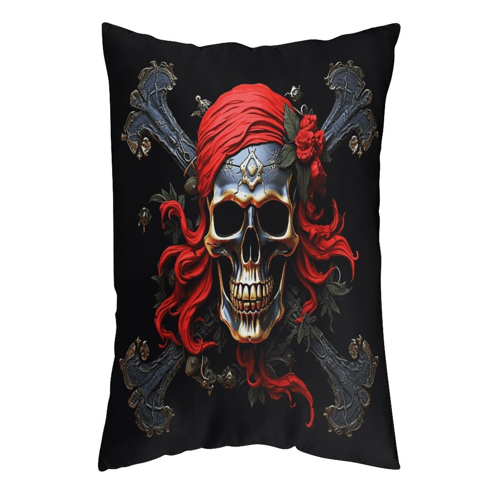 FekiLoot Pirate Skull Throw Pillow Cover Soft Pillowcase with Hidden Zipper Lumbar Decorative Throw Pillow Covers Luxury Cozy Pillows Shams Rectangle Cushion Cases