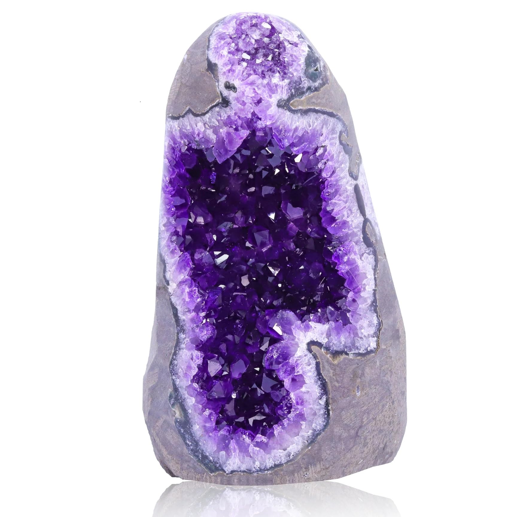 1 pieza de geoda de amatista natural de cristal morado de cuarzo racimo de huevo de trueno de ensueño, decoración del hogar, 700-800