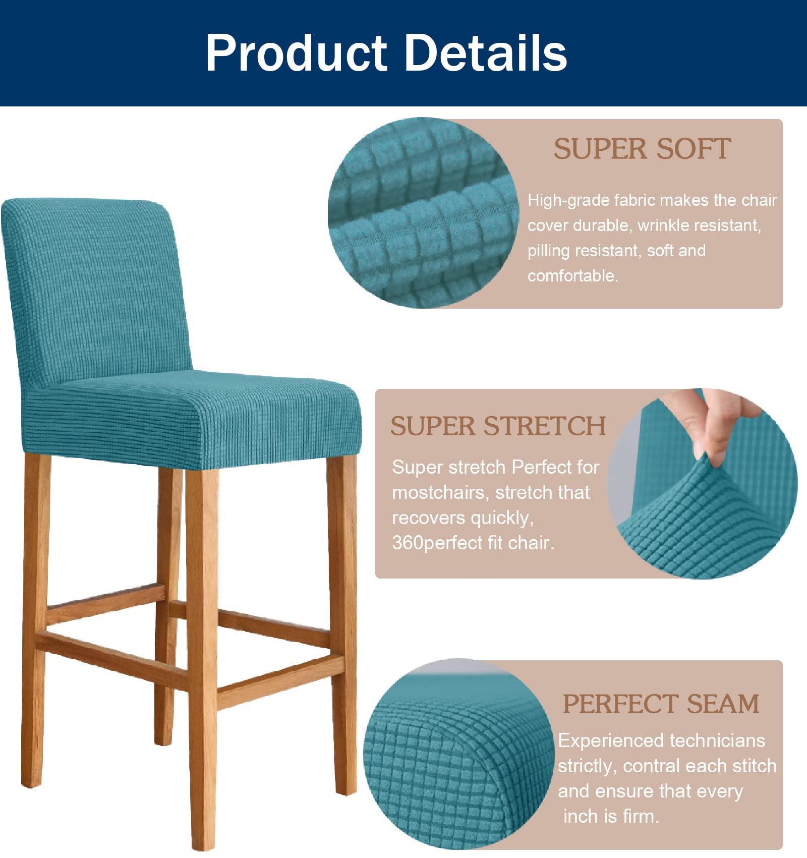 MUPOO 4 Coprisedie Da Bar Elasticizzati Jacquard Grigio Scuro Lavabili