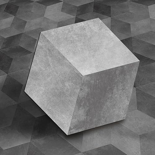 funlife 18 tablones hexagonales grandes de vinilo de lujo, azulejos con aspecto de piedra, despegar y pegar, impermeables, autoadhesivas, suelos de