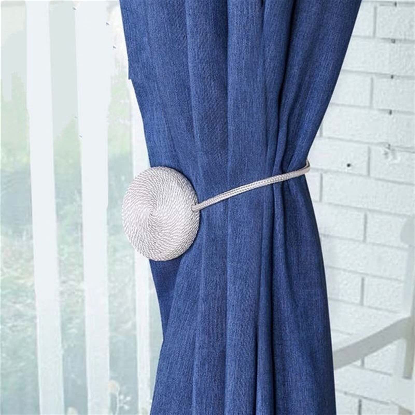 Embrasses de rideaux magnétiques, 2 pièces, boucle chaîne sphérique tressée, sangle fenêtre, pince retenue draperie, supports corde(C)