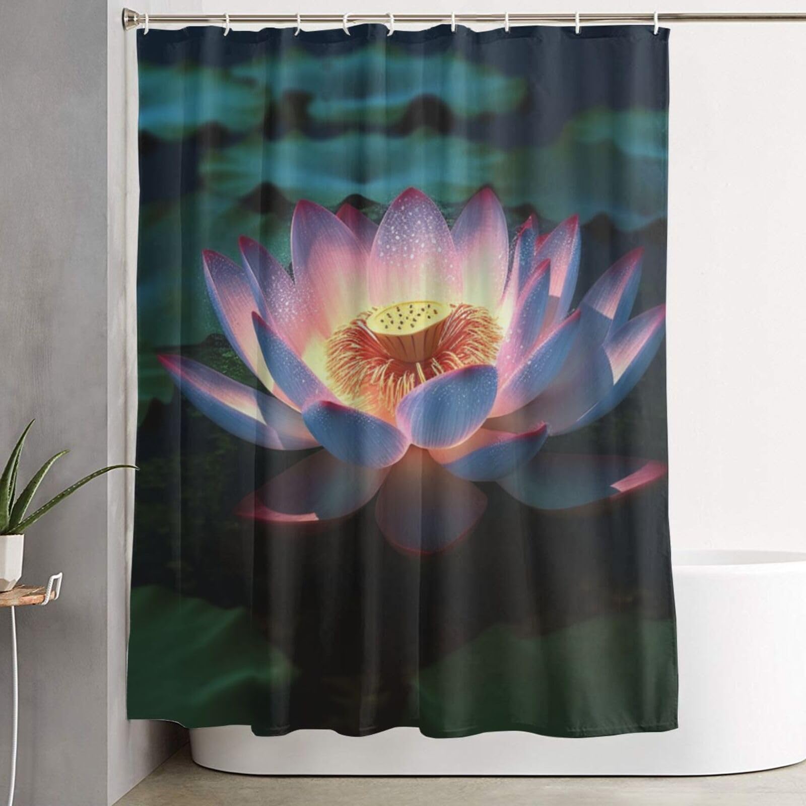 Rideau de douche floral style ferme pour créer une ambiance spa dans votre bain