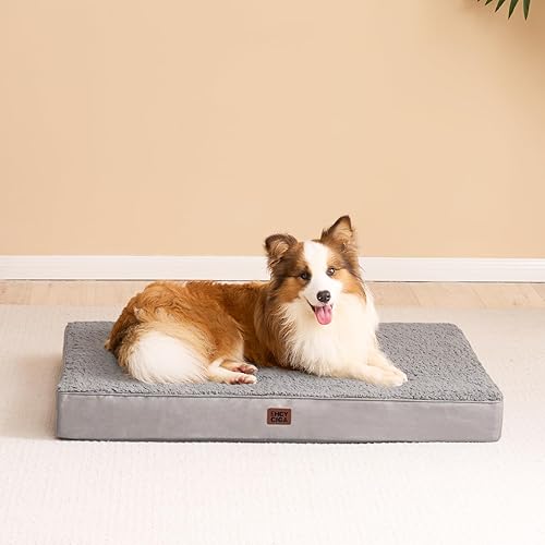 Miniatura 8 de EHEYCIGA Cama ortopédica para perros de espuma, XXL, 47 pulgadas de largo x 29 pulgadas de ancho x 3.5 pulgadas de alto, gris claro