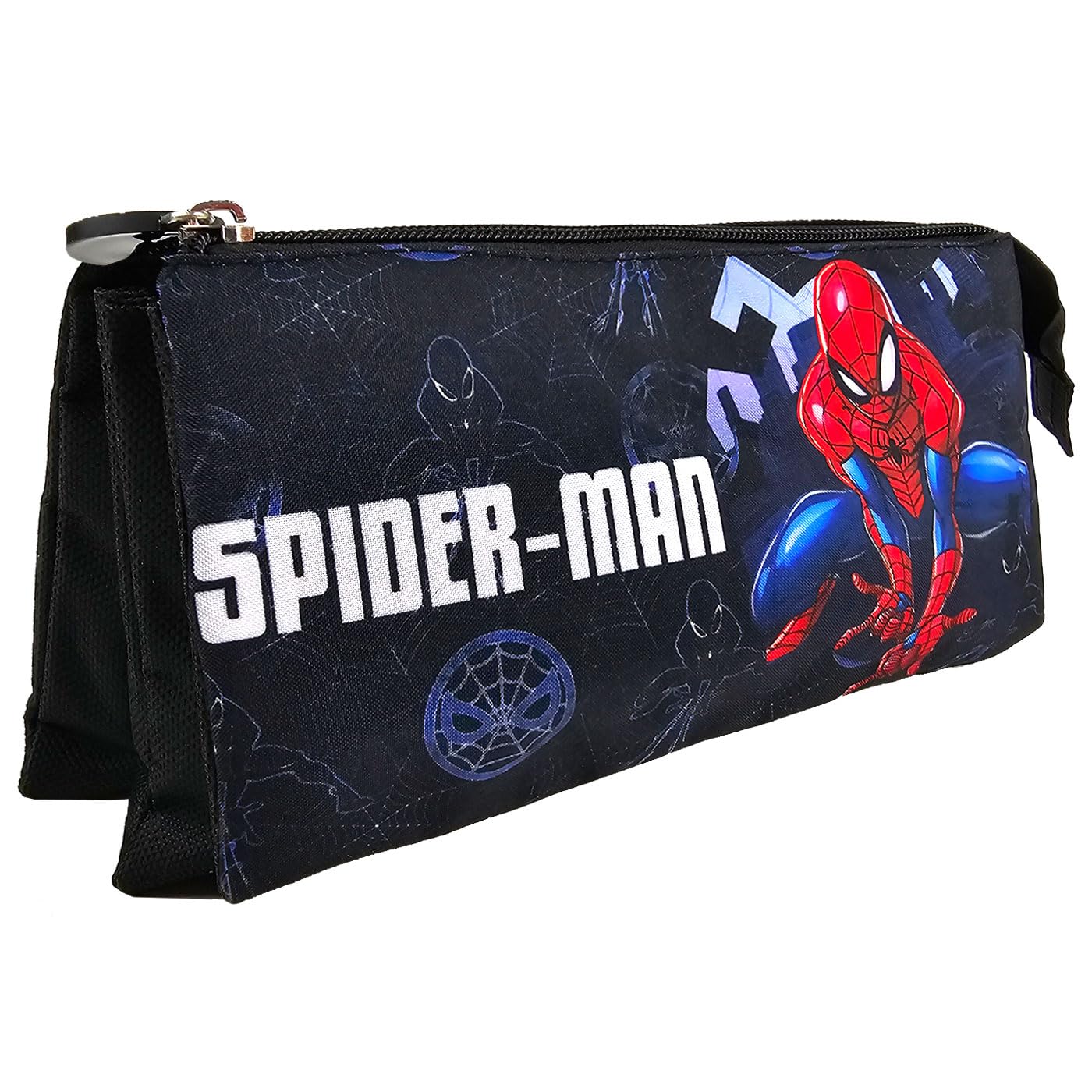 Jacob Company Estuche Spiderman 21cm, Estuche Triple Portatodo con Cremallera 3 Compartimientos, Estuche Escolar para Niño y Niña, Material Escolar