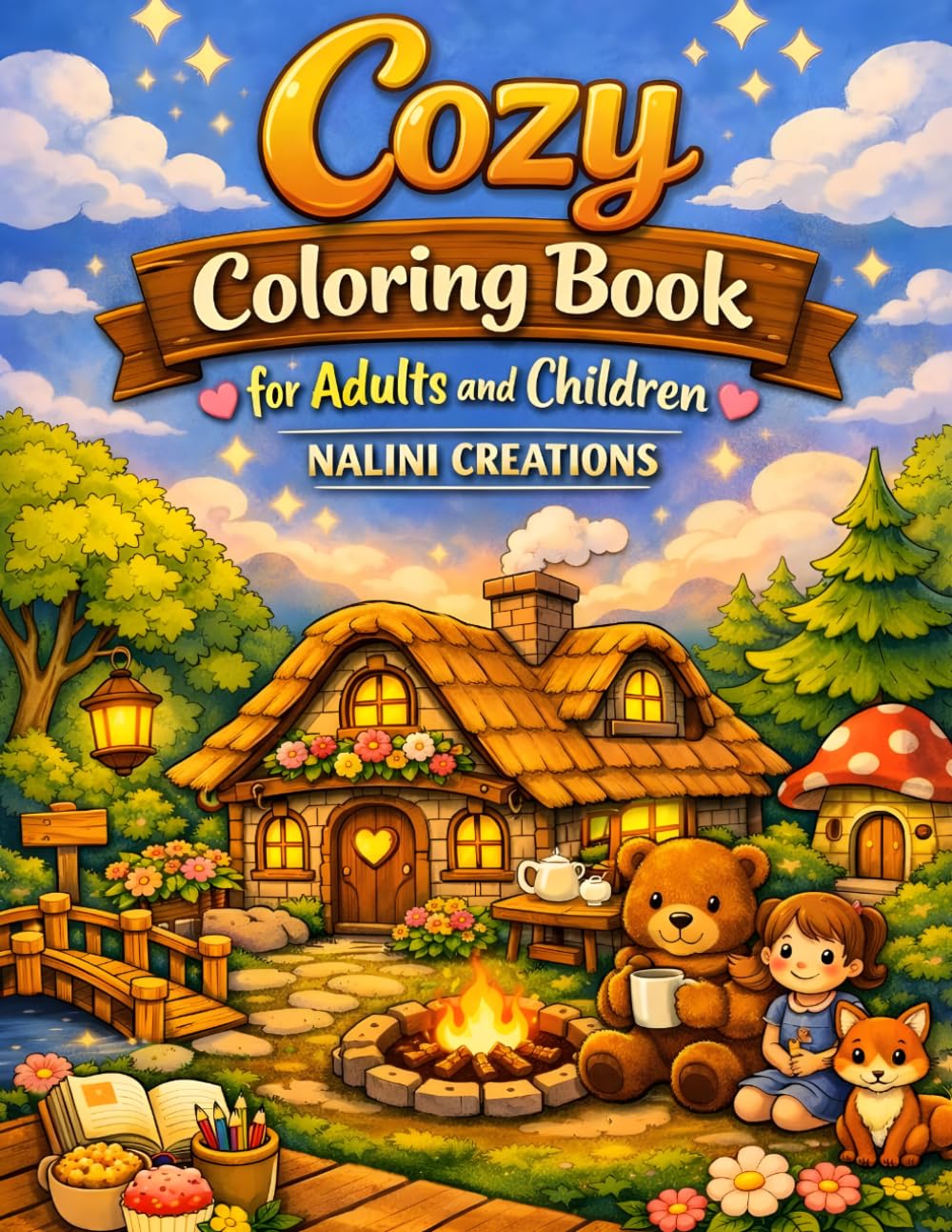 Cozy Coloring Book for Adults and Kids: Relaxing and Calming Designs for Mindful Moments