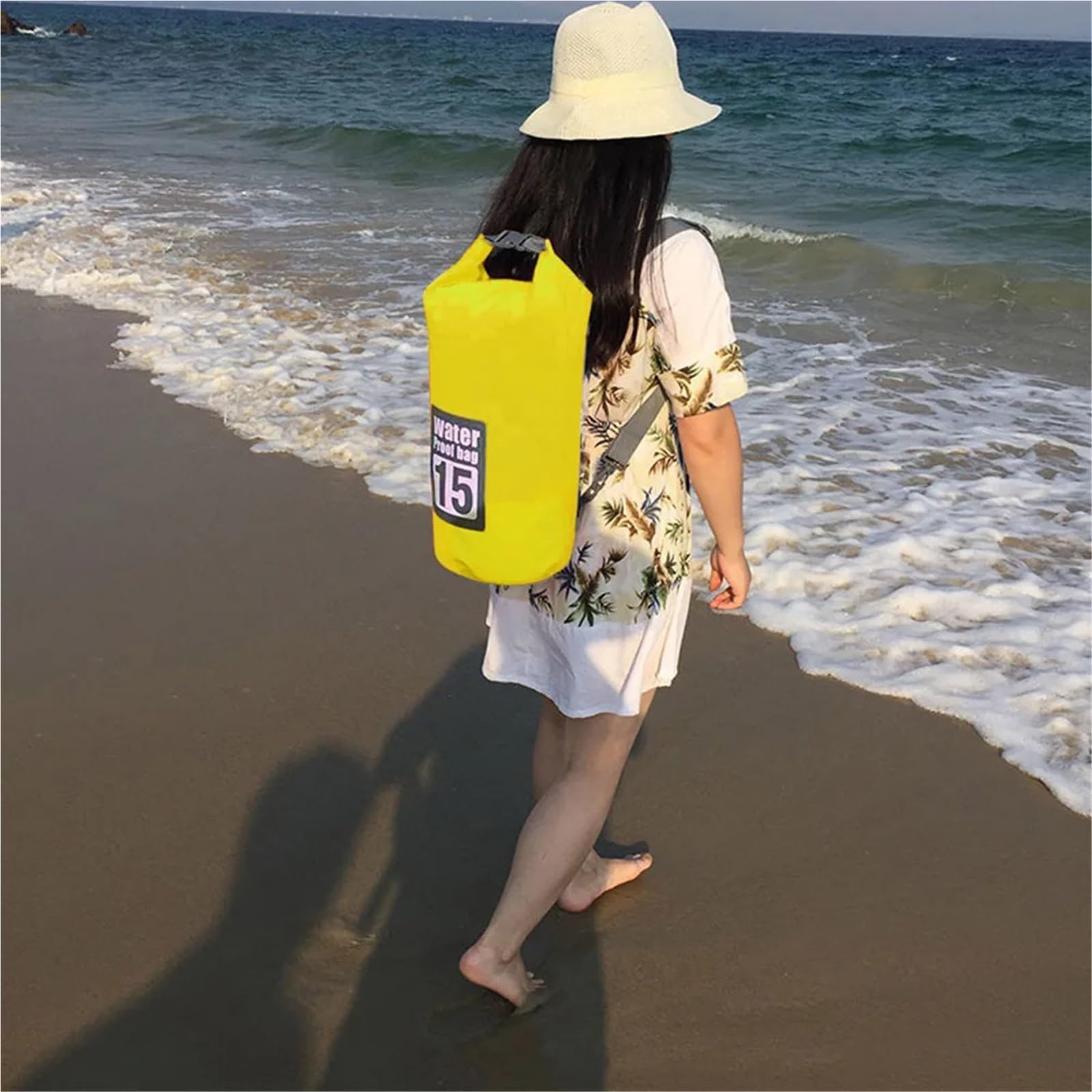 Borsa Nuoto Sacca galleggiante impermeabile per il nuoto all'aperto, con parte superiore arrotolabile, per kayak, rafting, canottaggio, trekking sul fiume(Yellow 30L)