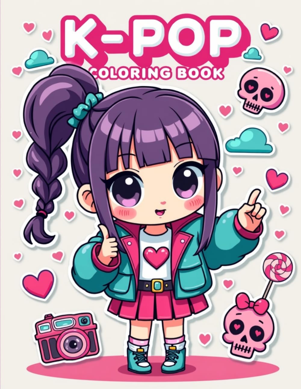 K-Pop Coloring Book for Teens & Girls: Cute Kawaii Chibi Idols, Fashion Outfits, Bubble Tea, Ramen & Music Vibes – Relaxing Aesthetic Coloring Book for Stress Relief