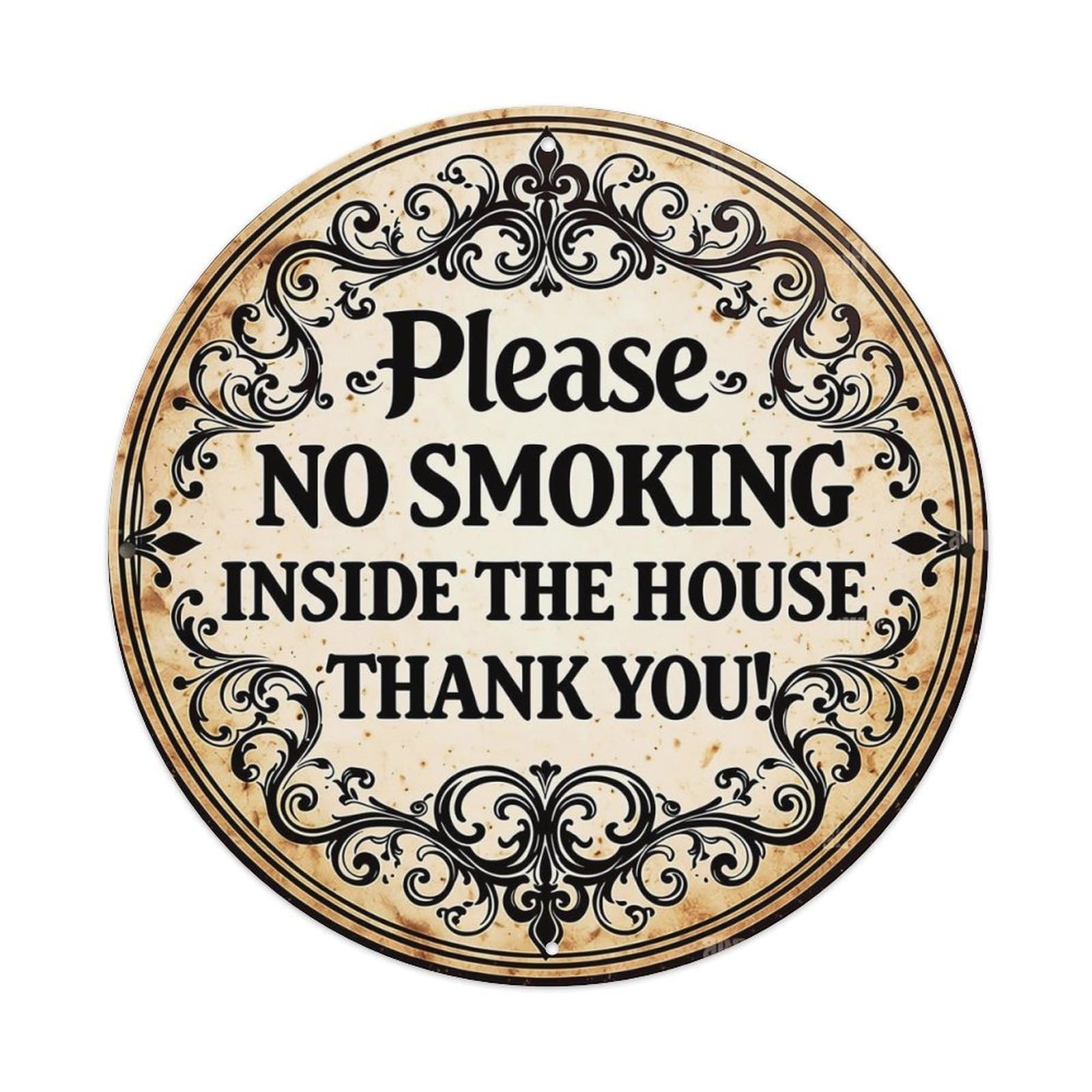 Ornate Text Sign Pattern Retro Metal Sign Round Tin Sign, Vintage Decor Art Poster for Bar, Home, Man Cave, Kitchen, Laundry Room Gift 8x8Inch