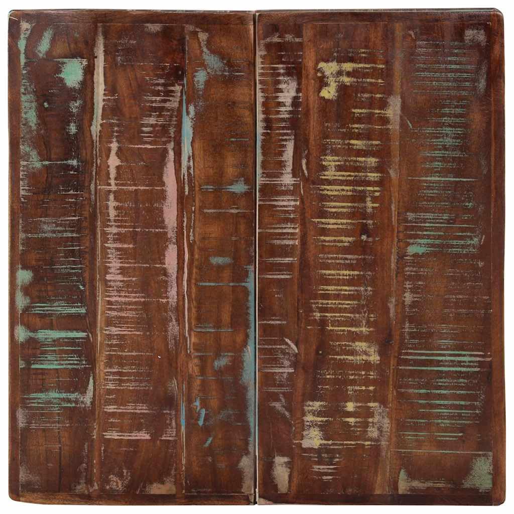 Tavolo da bistrot in legno massiccio anticato, 60 x 60 x 76 cm, con gambe in ghisa, tavolo da cucina rustico dal design industriale, salvaspazio e stabile