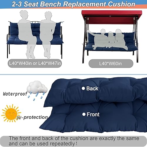 Miniatura 5 de DHIJUPNG Cojines de repuesto para columpio con respaldo, cojines impermeables para columpios de porche de 2 a 3 plazas para muebles de exterior,