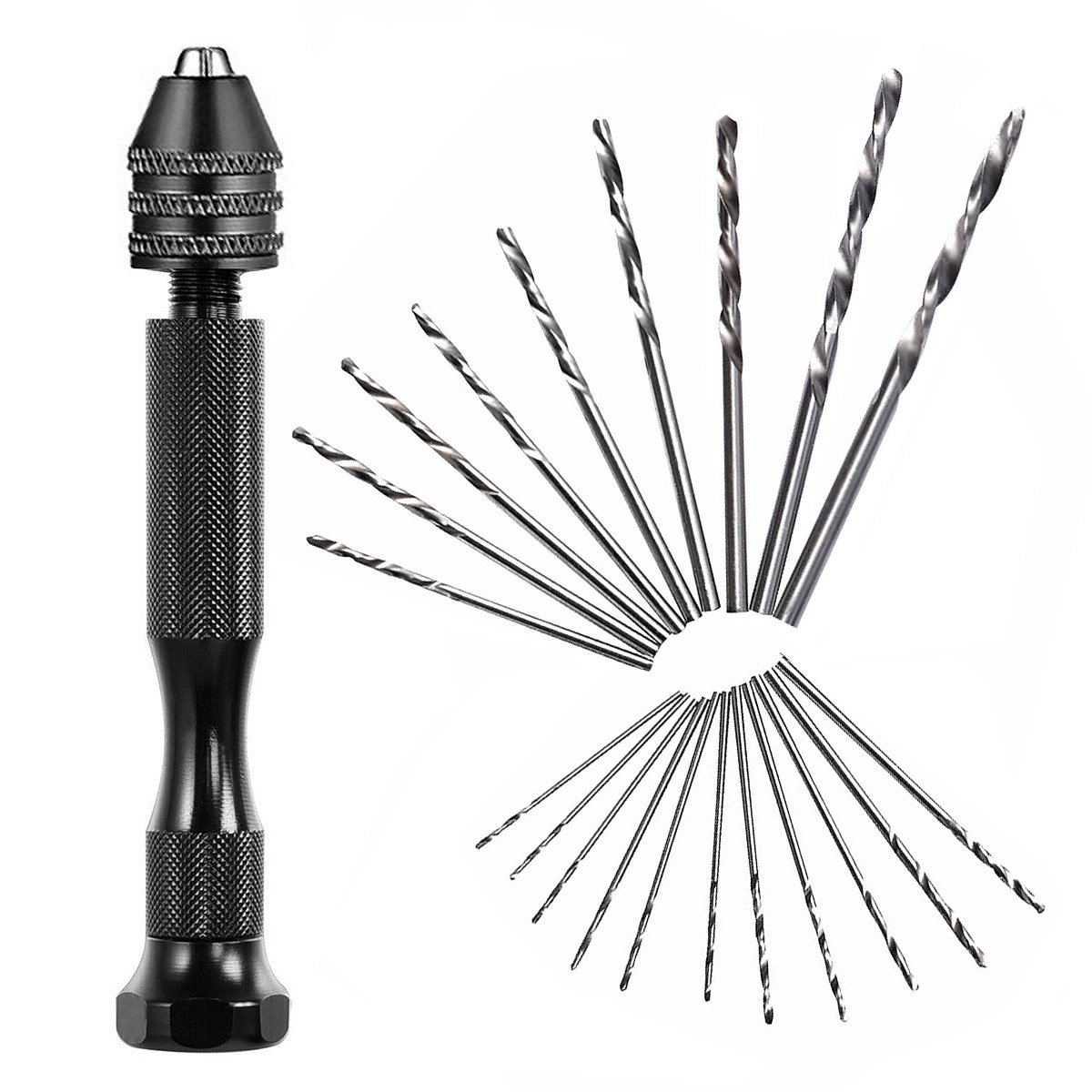 21 Pieces Drill Bits Set, KOLIER Precision Pin Vise Mini Micro Hand Drill Bits Tool