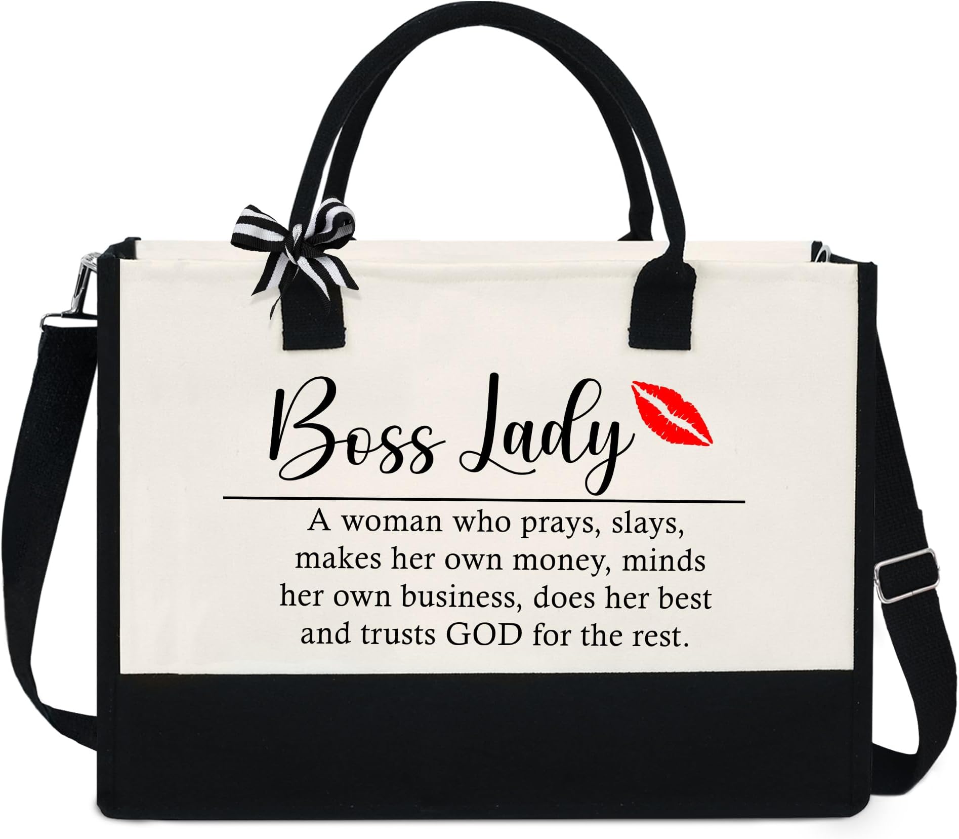 OASSIE Gift For Women, Mom, Teacher, Birthday Gifts For Boss Lady, Friend,Coworker 13oz Canvas Tote Bag With Zipper