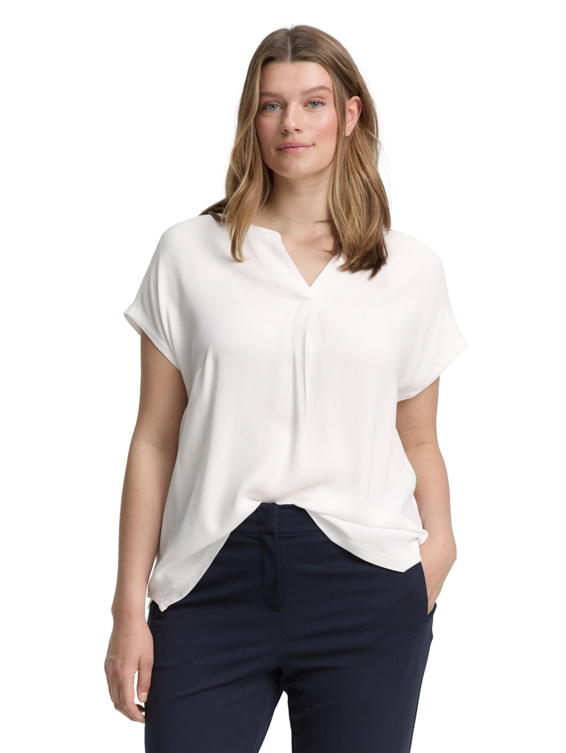 TOM TAILOR Damen Plus Size - Blusenshirt im Material-Mix
