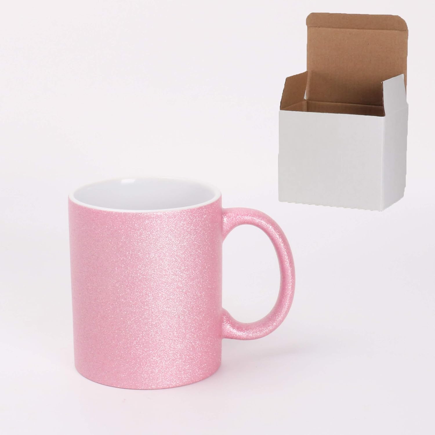 Ceramic 11oz Sublimation Coffee Mug Packed in White Box, 6 Assorted Sparkling(Glitter) Colors, Case of 12