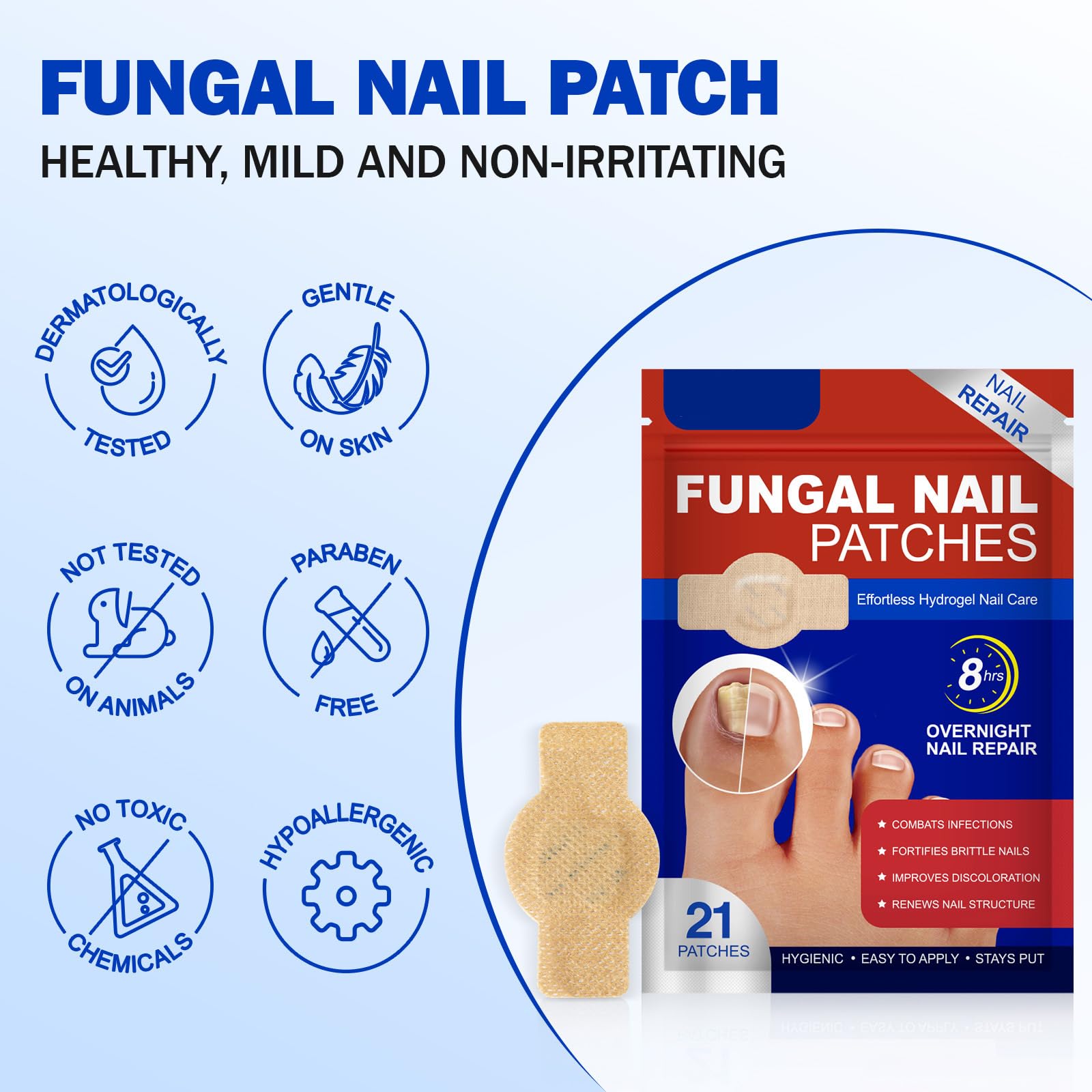Fungal Nail Patches for Toenail Fungus, 21PCS Extra-Strength Nail Repair Strips with Natural Plant Extracts - Image 2