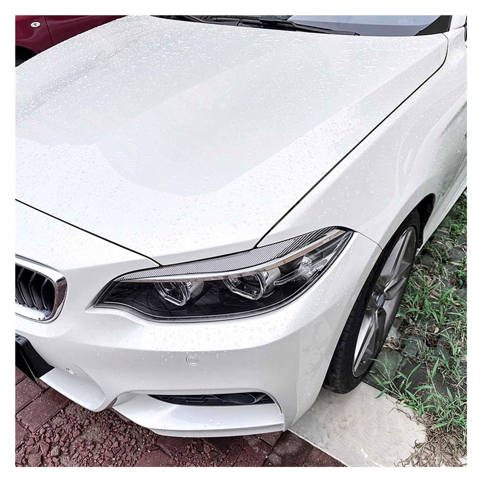 Naklejka na przednią lampę reflektora, osłona powieki reflektora, osłona brwi reflektora, Compatible With serii 2 F22 F23 M Sport 2015-2019(Carbon Fiber Look)