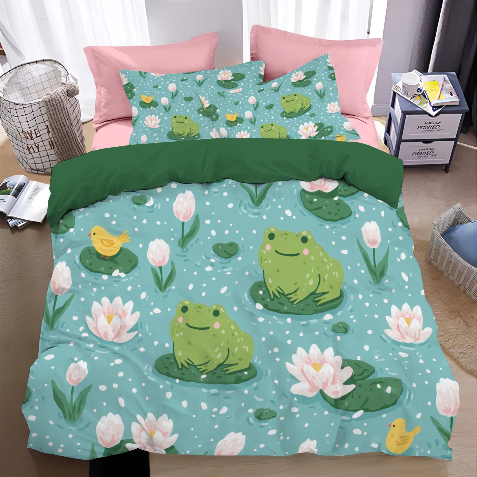 Linge de lit grenouille facile à laver pour une chambre propre et confortable