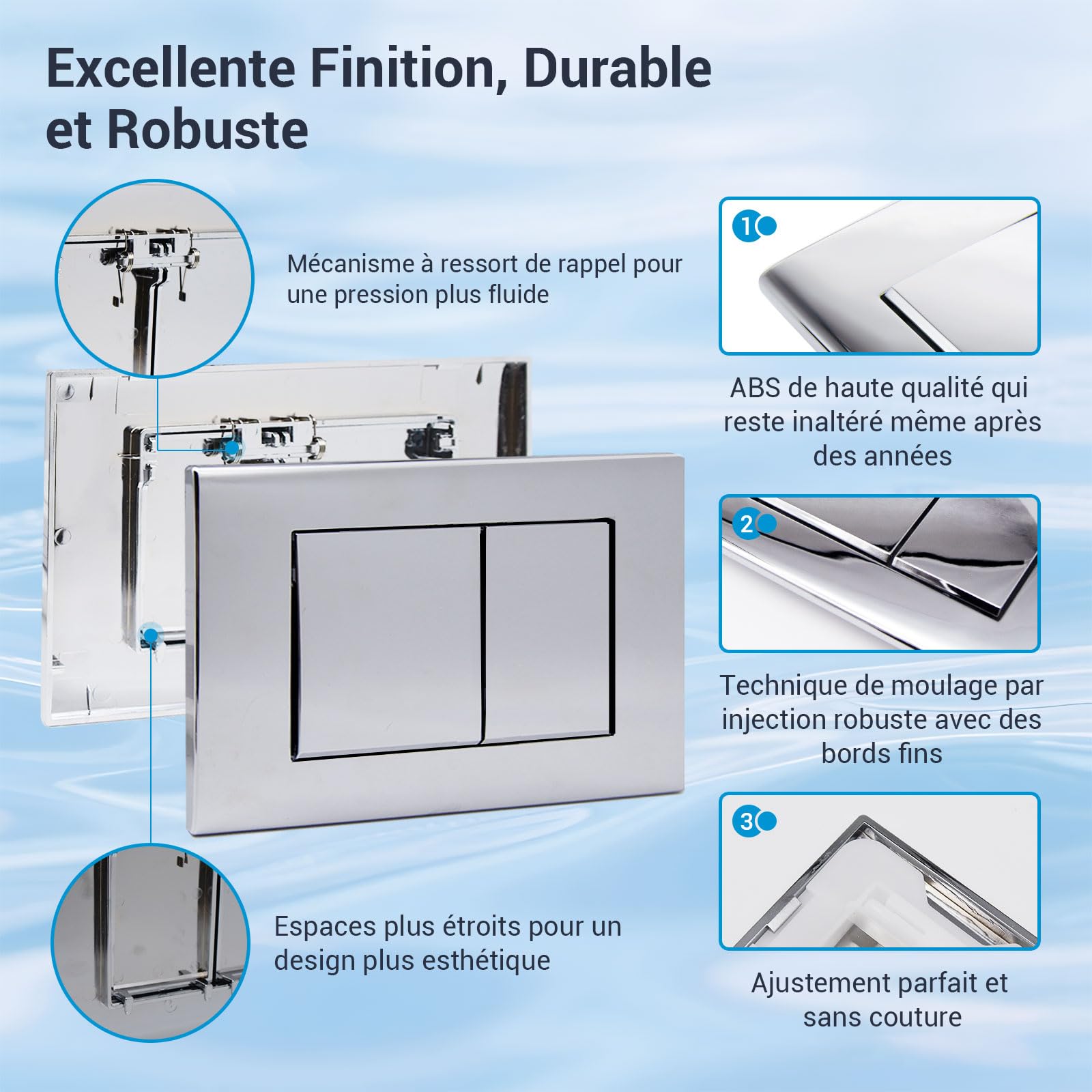 Plaque De Commande WC Suspendu,Chasse D'Eau,Bouton Poussoir,Déclenchement,Compatible Avec Geberit Sigma 01 20, 30,UP300 & UP320,Double Flushing,Modèle 115770115,245 × 164 Mm (Chromé brillant)