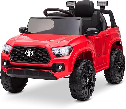 Kidzone Camión eléctrico Toyota Tacoma de 12 V, funciona con pilas, para niños, vehículo eléctrico de juguete con control remoto, 3 velocidades,