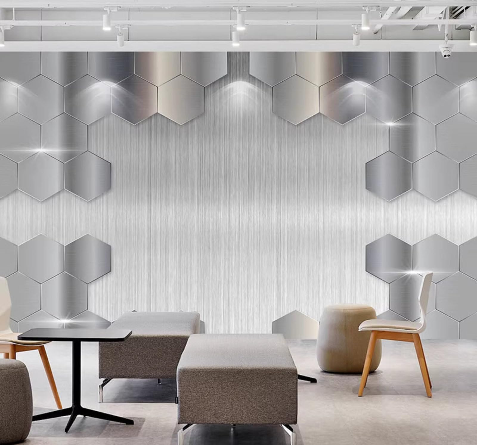 Wallpaper-3D-Xlm 200Cm×140Cm(B×H) Three Dimensional Geometric Metallic Hexagonal Clothing Shop 3D Wallpaper Easy Install Feature Office Living Room Sofa Bedroom Tv Background Wall Decoration-200Cm×140Cm