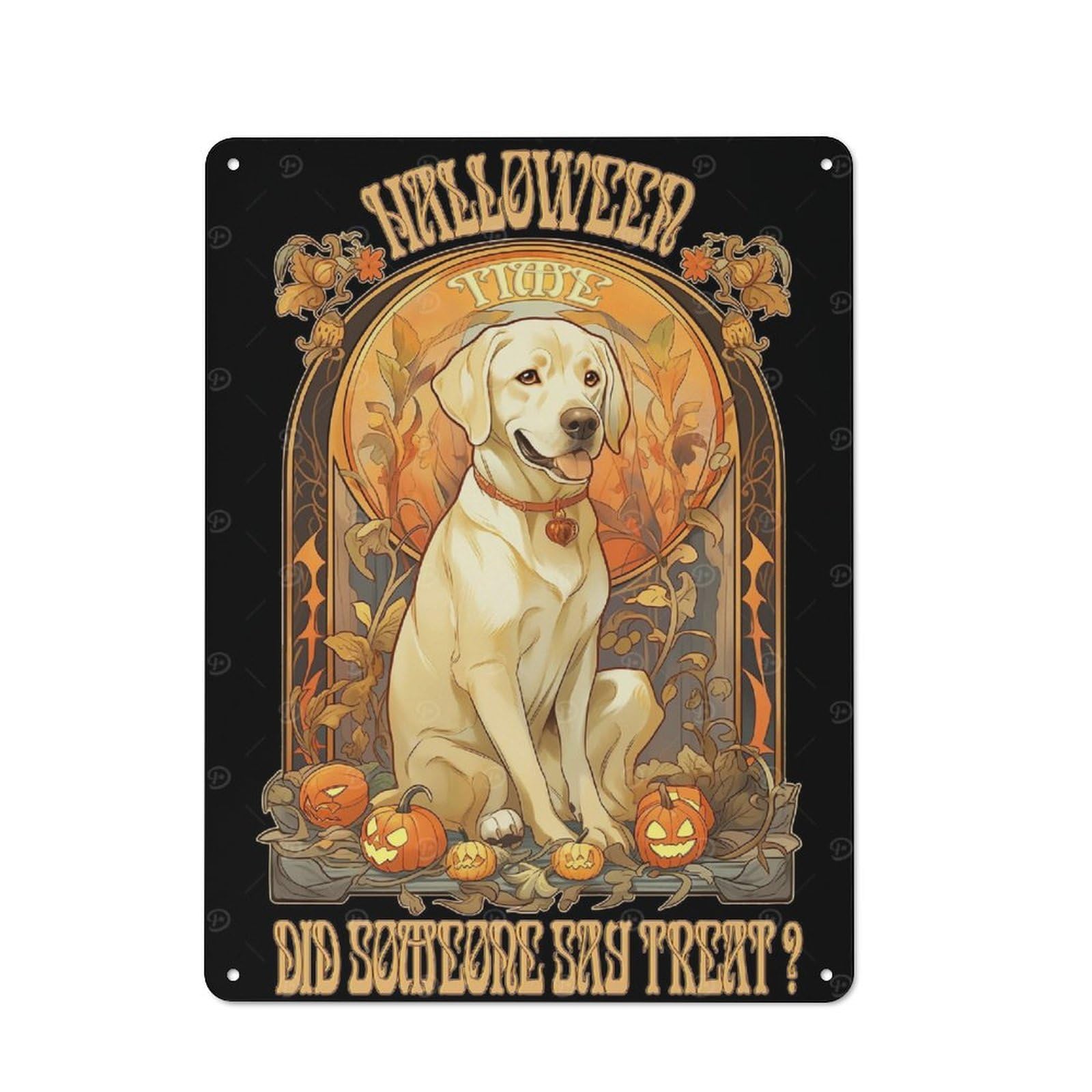Halloween Labrador 2 Industrial-style Tin Sign 40x30cm for Café Or Home Bar, for Cooler-month Interiors with Industrial Character
