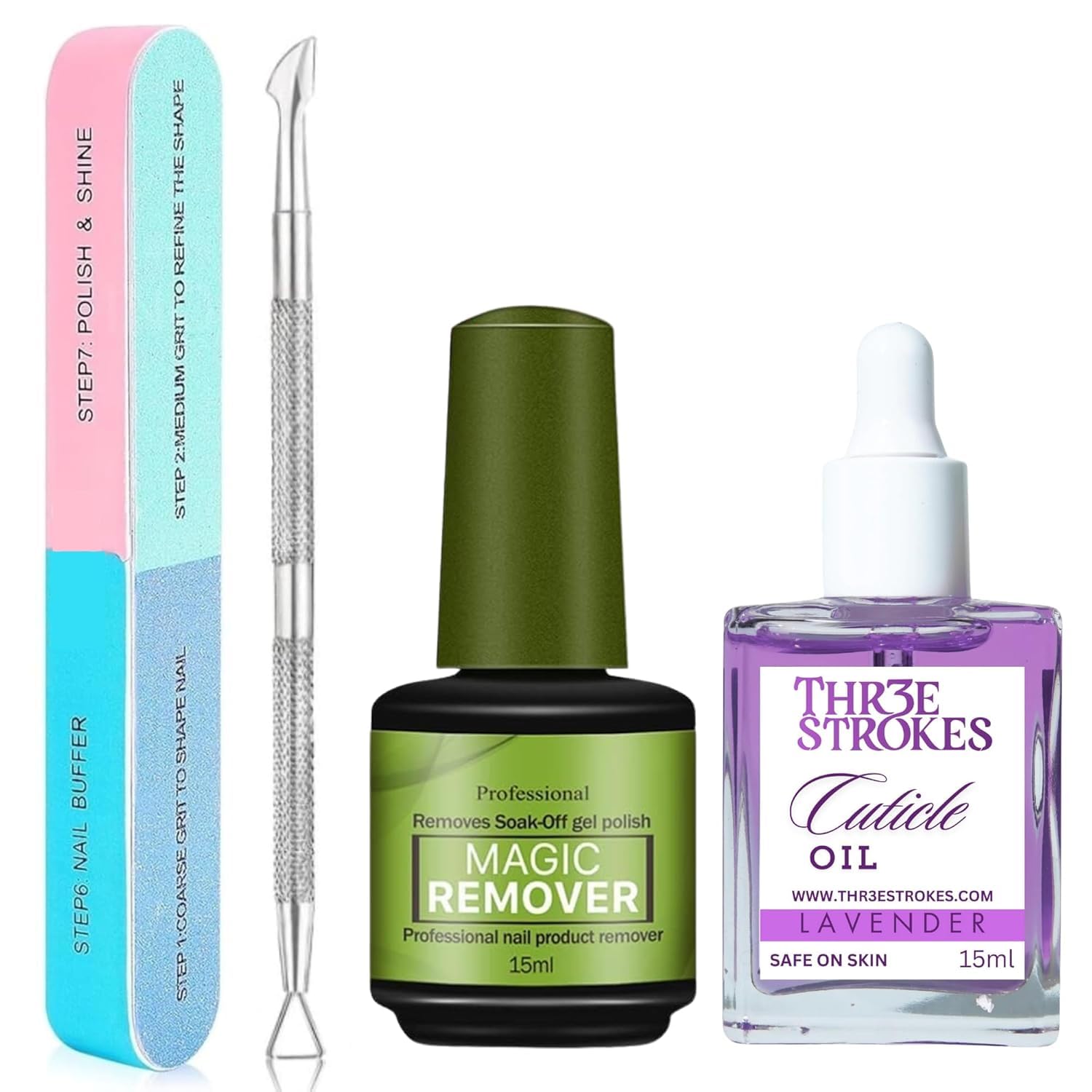 Gel Nail Polish Remover Kit, No Need for Foil, Quick & Easy Polish Remover In 3-5 Minutes, No Need Soaking Or Wrapping Doesn't Hurt Nails-15ml (Set of 4)