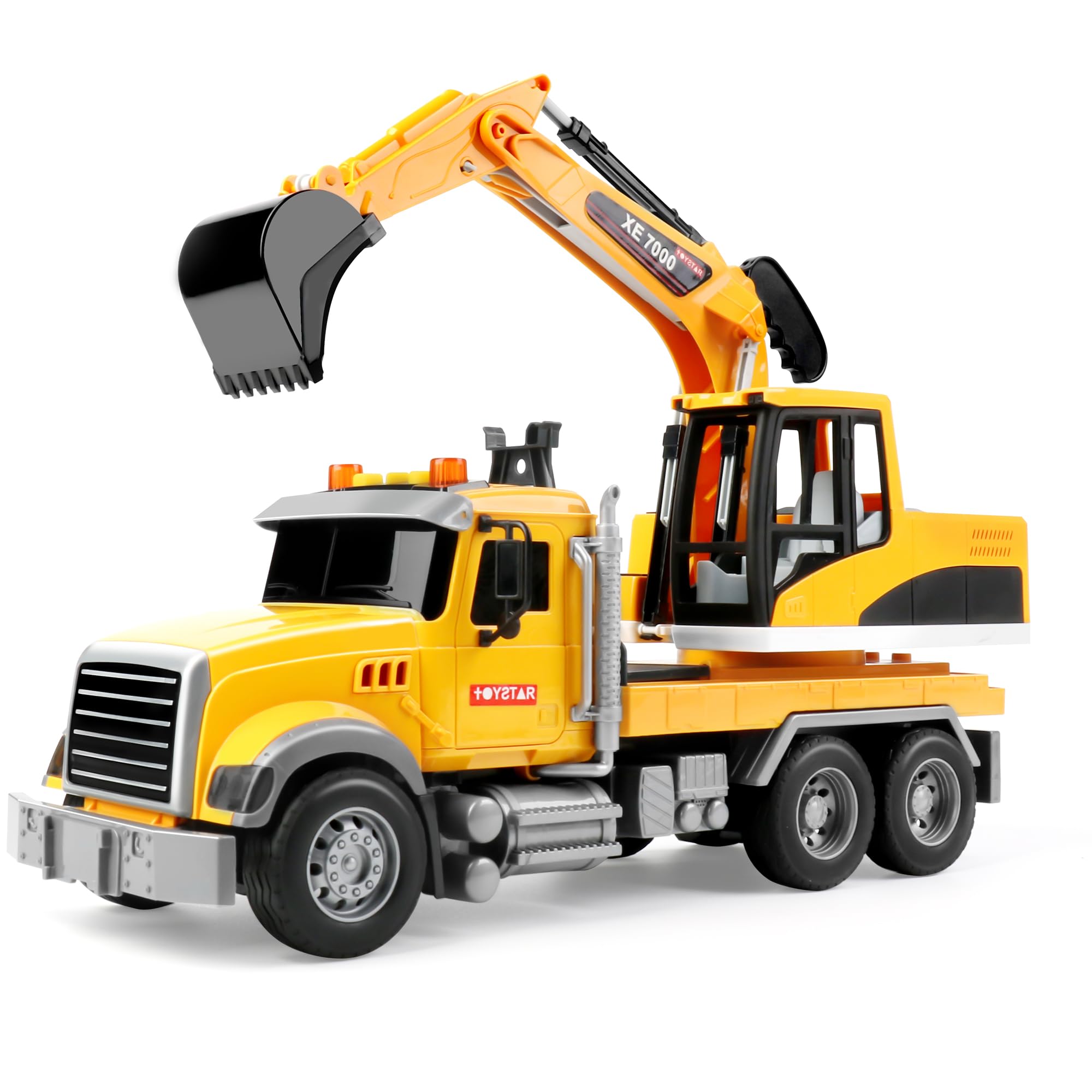Dwi Dowellin Large Excavator Truck Toy for 3 4 5 6 Year Old Boys,Truck Toy with Sound and Light
