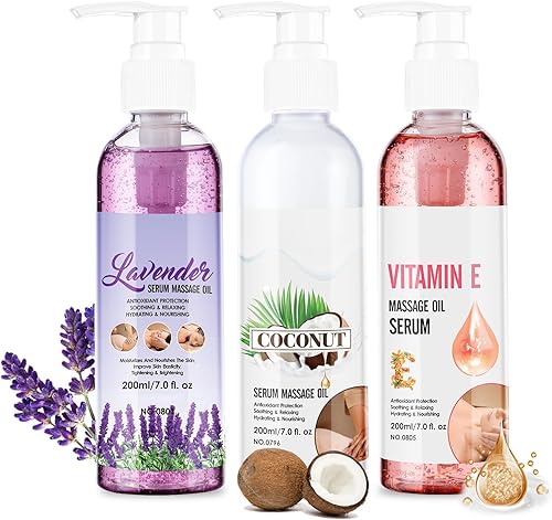 Miniatura 7 de Aceite de masaje de lavanda para calmar, calmar y relajar los músculos, aceite de masaje para masaje, aceite corporal ideal para hidratar la piel