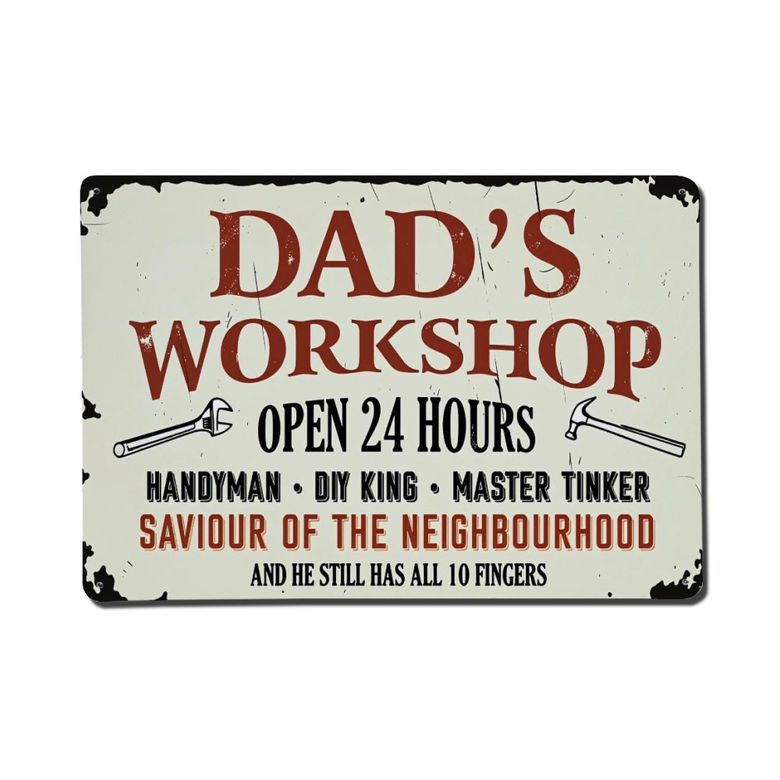 Enderetf Vintage Dad's Workshop Sign Pattern Tin Sign Metal Poster, Home Bar Garage Man Cave Cafe Indoor & Outdoor Wall Decoration 8X12inches