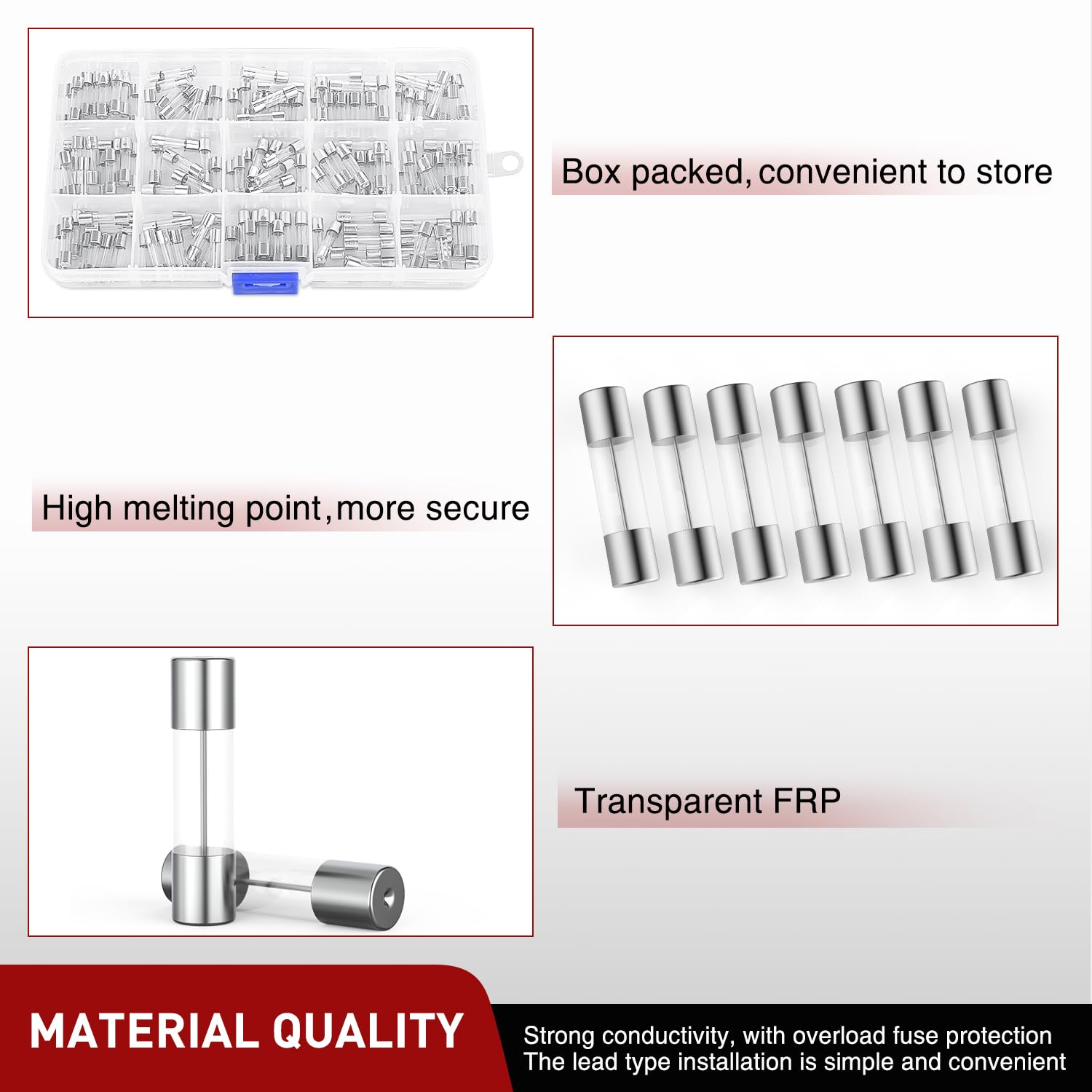 Nilight 150PCS Fast Blow Glass Fuses with 10PCS 5x20mm Inline Holder Screw Type16AWG 250V 0 1A 0 2A — view 5