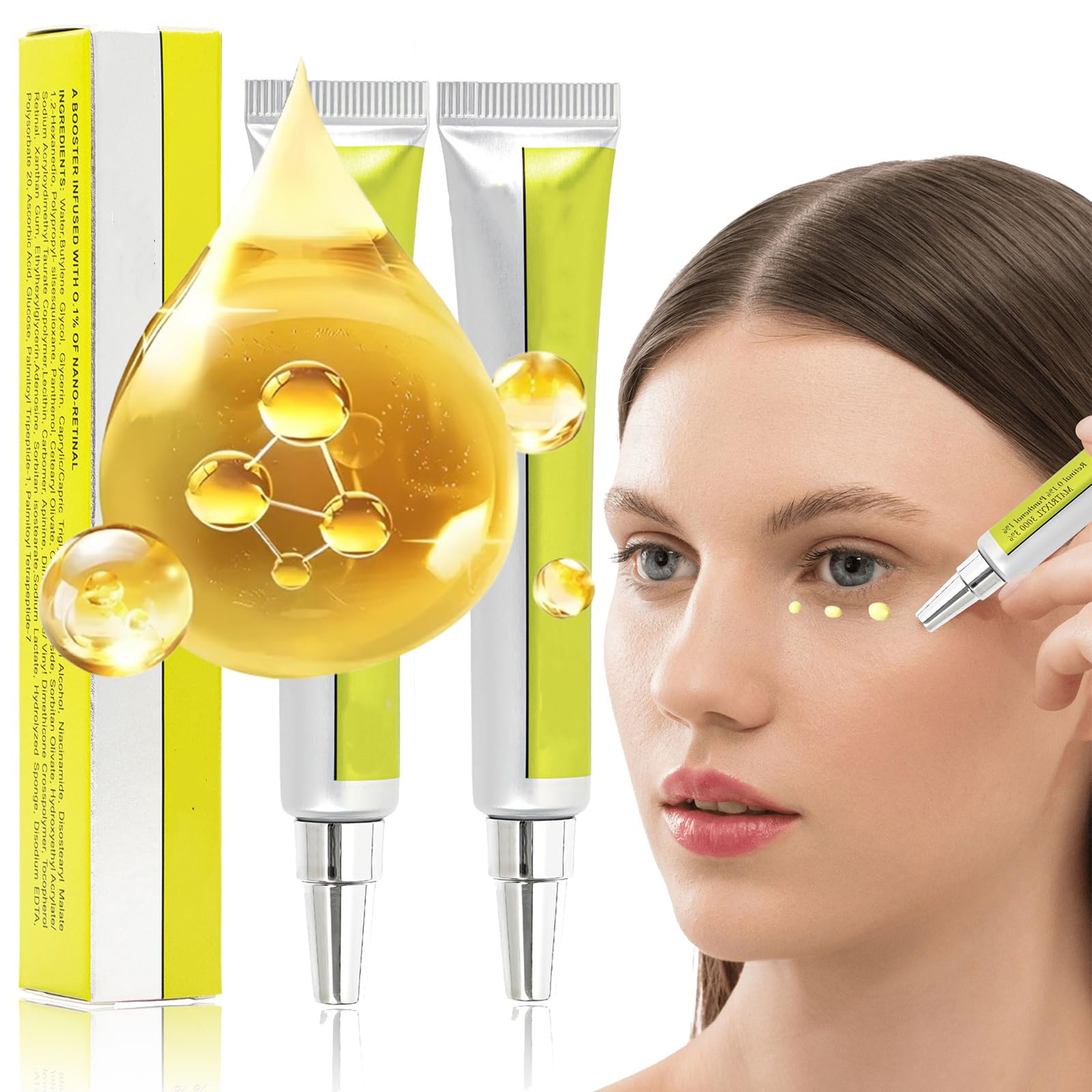 2PCS Retinal Shot Tightening Booster Serum-Retinol Straffendes Konzentrat mit Feuchtigkeit gegen Falten & feine Linien, Milde Gesichtspflege für alle Hauttypen,Retinal Feuchtigkeitscreme 30ml