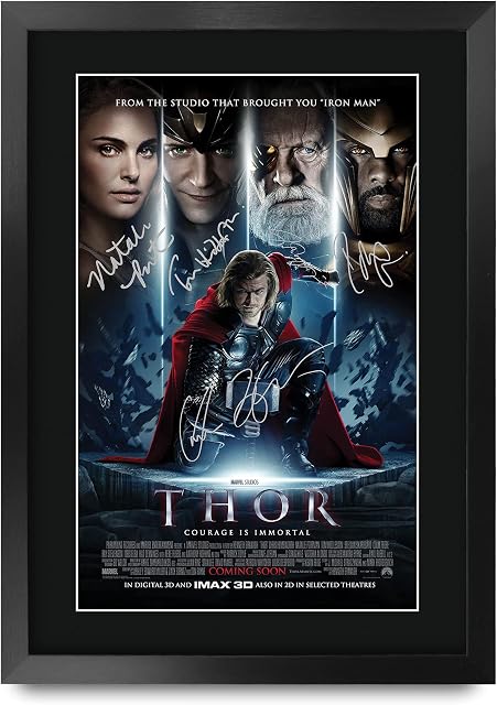 HWC Trading A3 FR Thor Movie Poster Chris Hemsworth Natalie Portman Idris Elba Tom Hiddleston Anthony Hopkins Signed Gift FRAMED A3 Printed Autograph Film Gifts Print Photo Picture Display