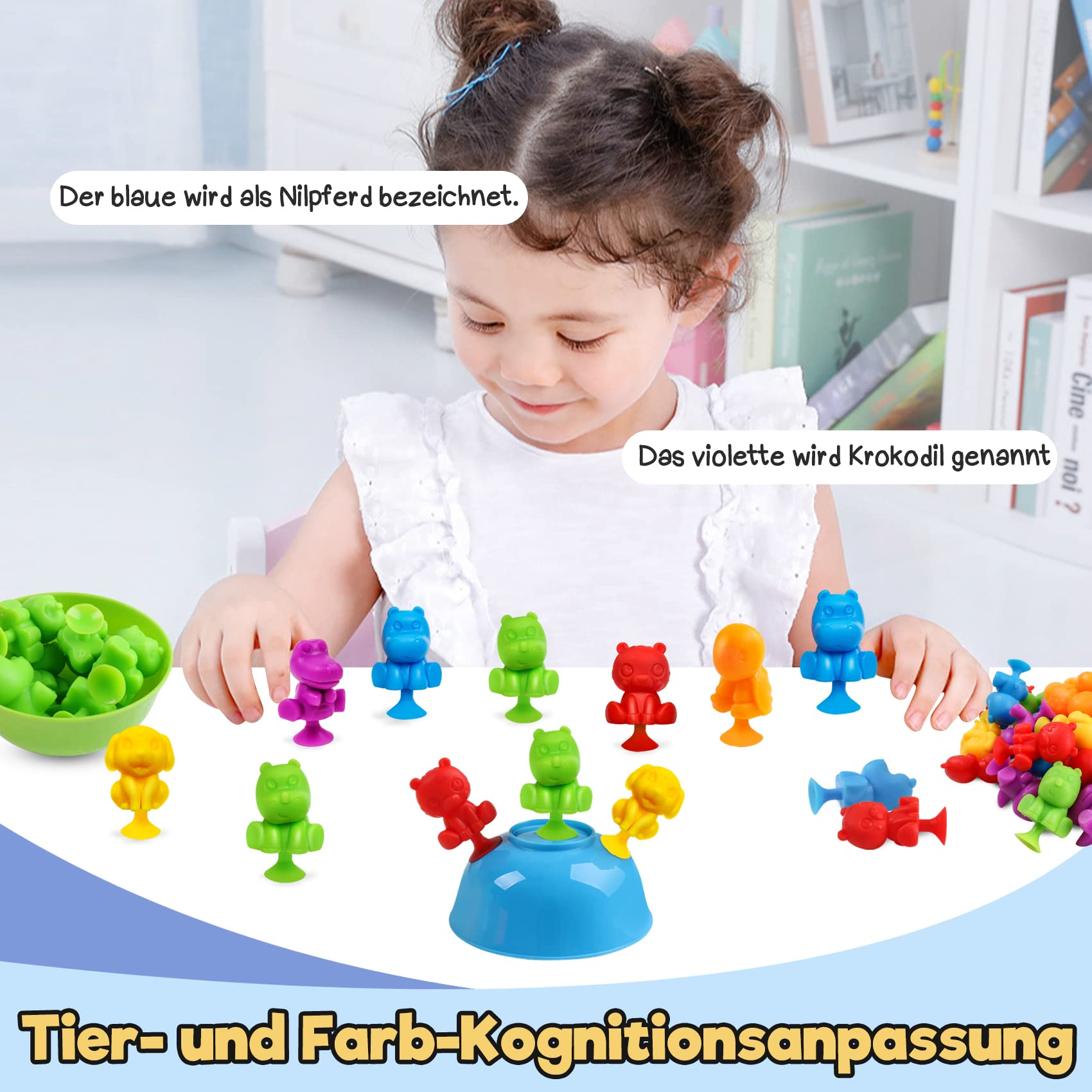 Montessori Giocattoli 3 Anni – 48 Pezzi Dinosauri Con Tazze E Pinzette – Giochi Educativi Per Contare E Colori - 2