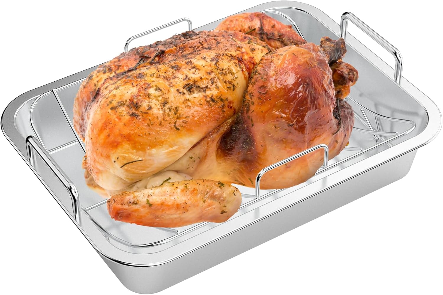 onlyfire Roasting Pan with U-Rack - Stainless Steel Barbecue Bakeware ...