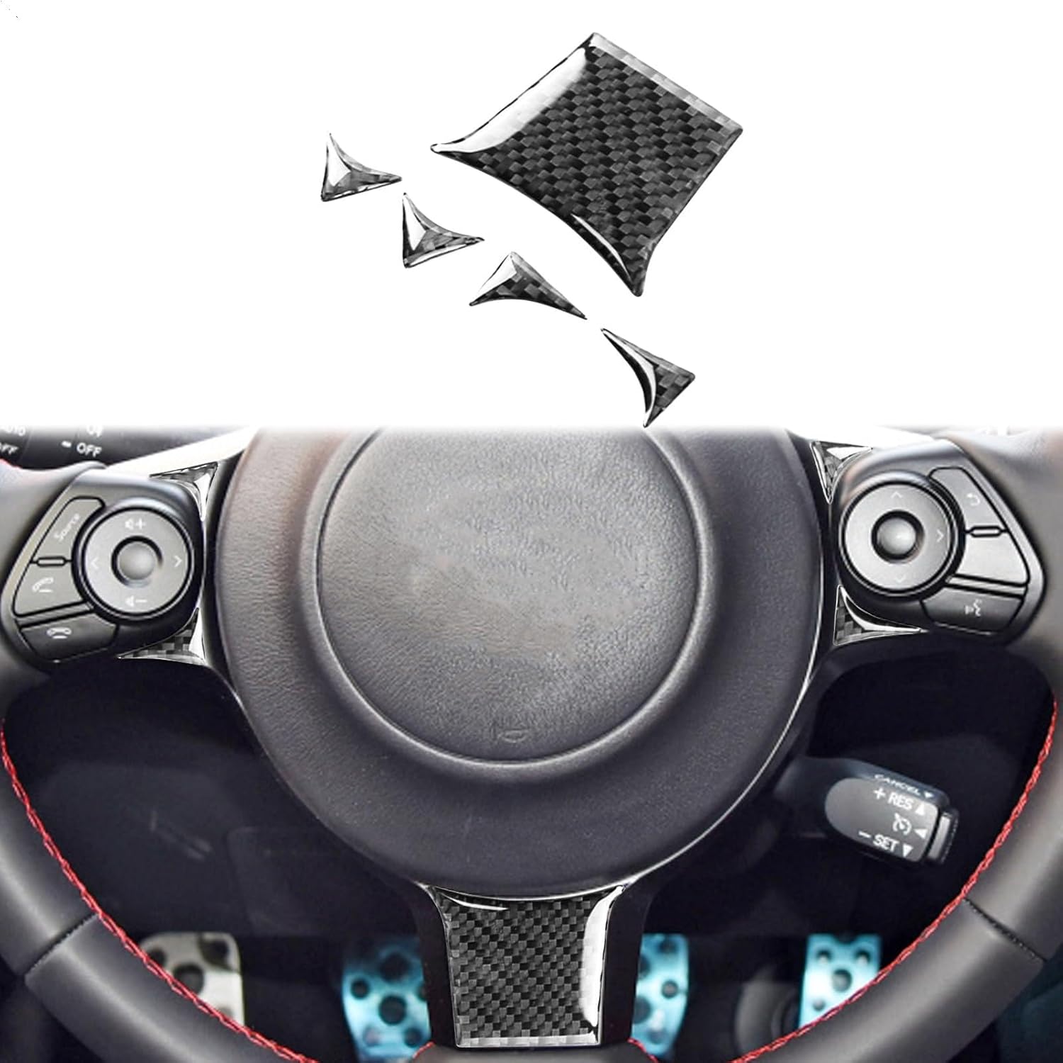 Carbon Fiber Window Lift Button Decorative for Panel Sticker Fits for Subaru BRZ/for Toyota GR86 2022-2024, Window Switch Cover Interior Trim Kit (Right-Hand Drive)(Dashboard Side for Panel Sticker)