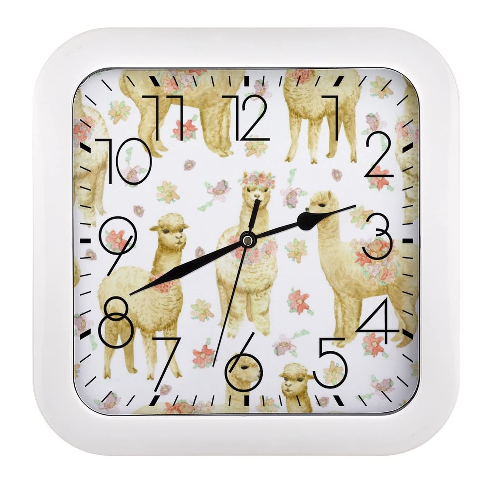 Pendule murale alpaga moderne et silencieuse 26x26cm pour bureau
