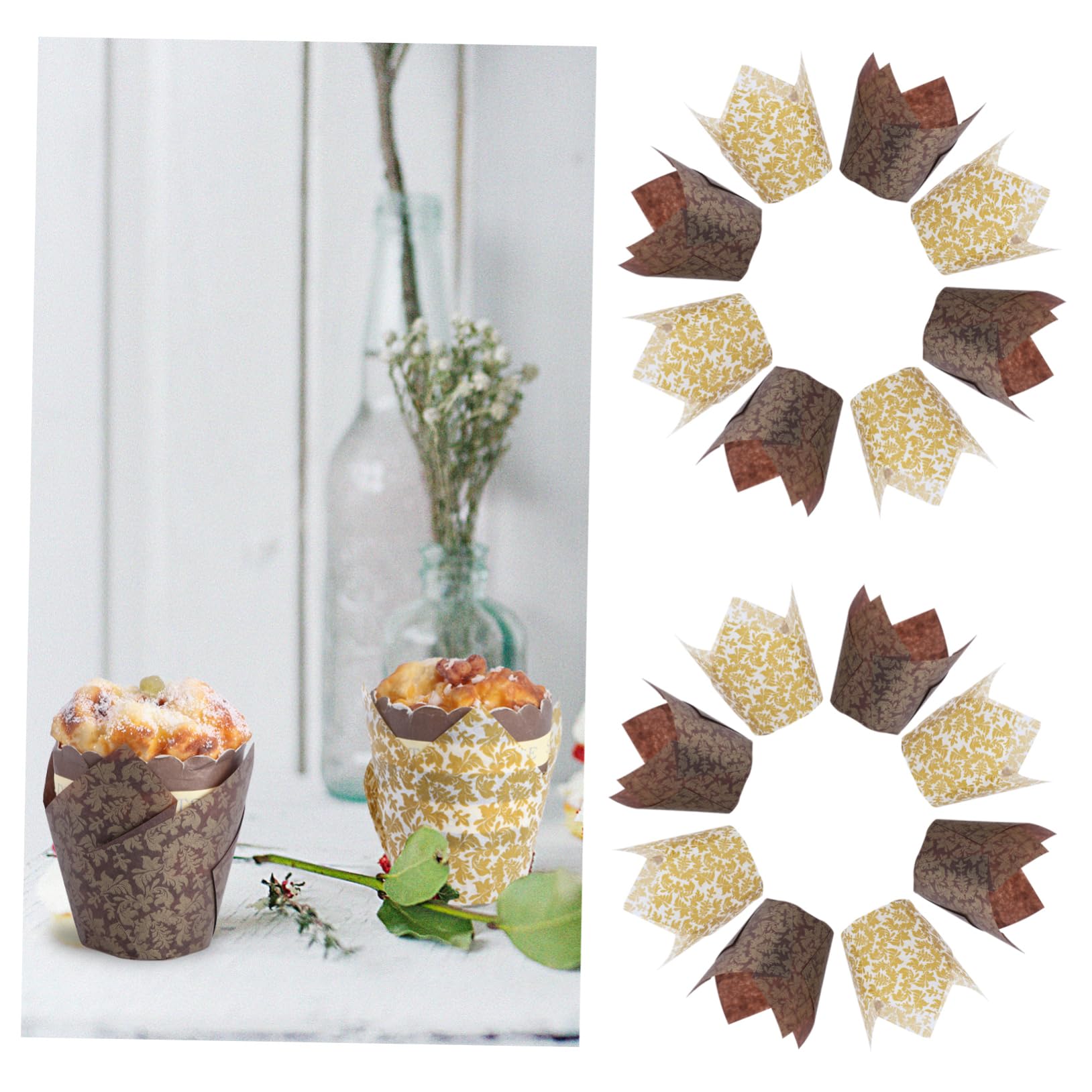 BESTonZON 200pezzi Pirottini Per Muffin Forma Di Tulipano Rivestimenti Impermeabili Per Cupcake Perfetti Per Feste Di Compleanno e Matrimoni Mix Colori