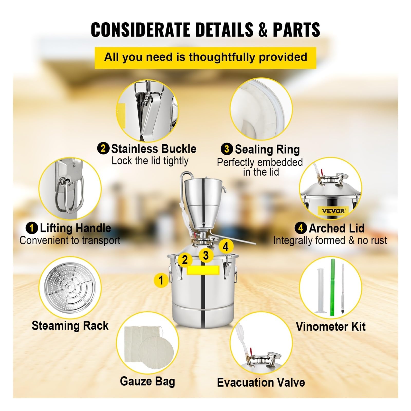 Destilador de Alcohol y agua de 30L, equipo de alcohol ilegal DIY de acero inoxidable for whisky, vino, cerveza, licores, Kit de elaboración casera | []
