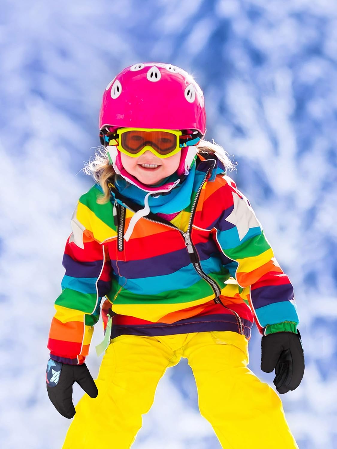 2 Pairs Kids Mittens Children Winter Snow Waterproof Thick Warm Windproof Gloves for Girls Boys : Sports & Outdoors