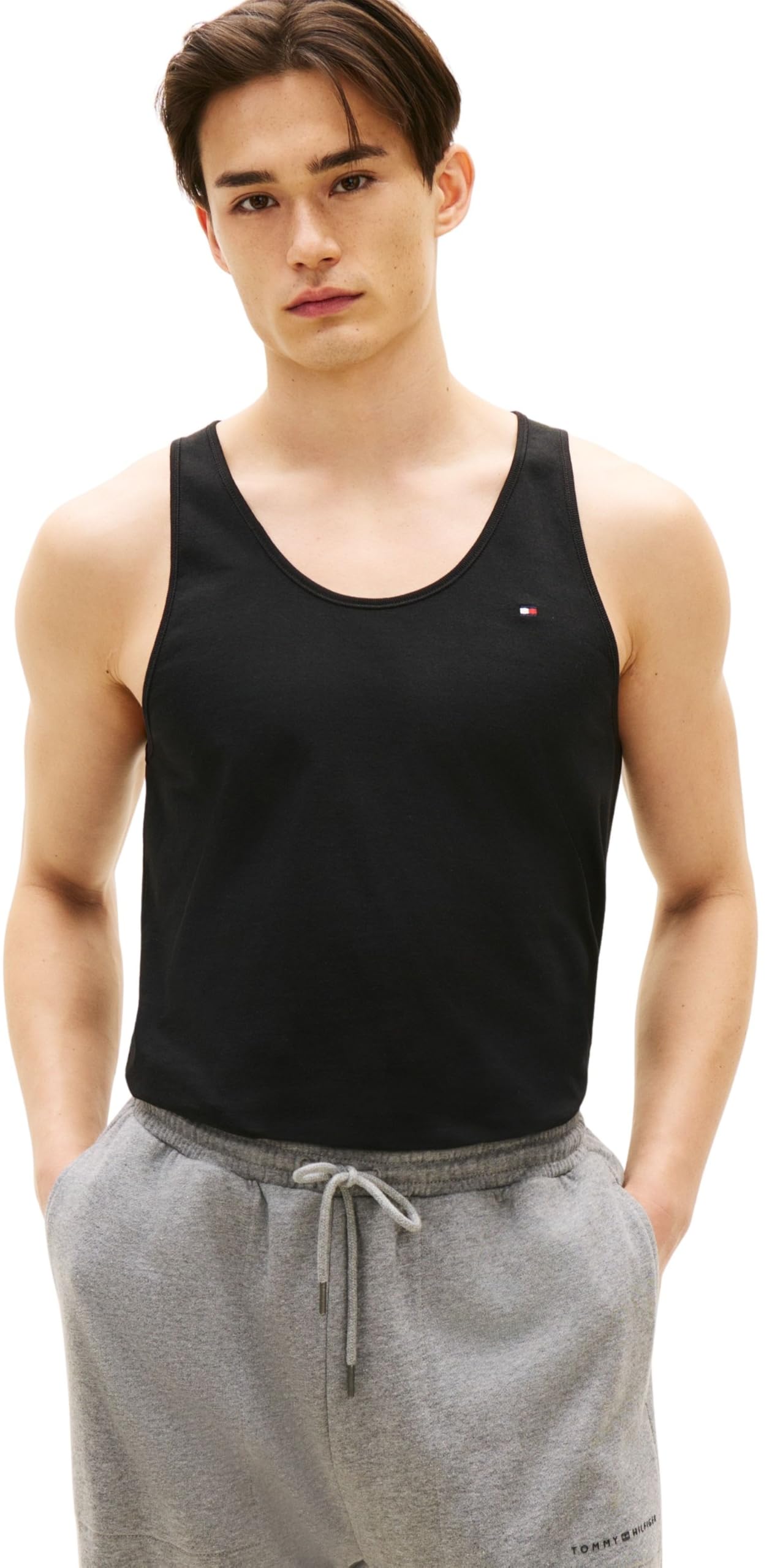 Tommy Hilfiger Herren 3er Pack Tank Tops Rundhalsausschnitt, Mehrfarbig (White/Black/Grey Heather), XXL