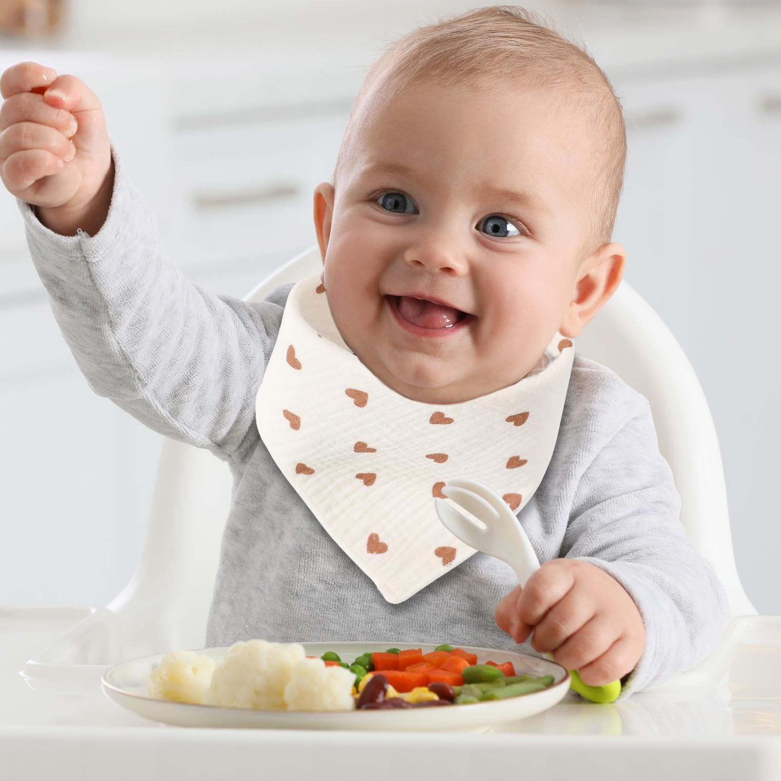 Bibs for Drooling and Teething, 6-Piece Soft Absorbent Burp Towels, Adjustable Newborns Feeding Cloths