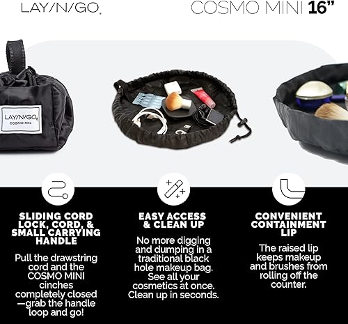 Miniatura 3 de Lay-n-Go Cosmo - Organizador de cosméticos y maquillaje con cordón, bolsa de aseo para viajes, regalos y uso diario, Crossmark