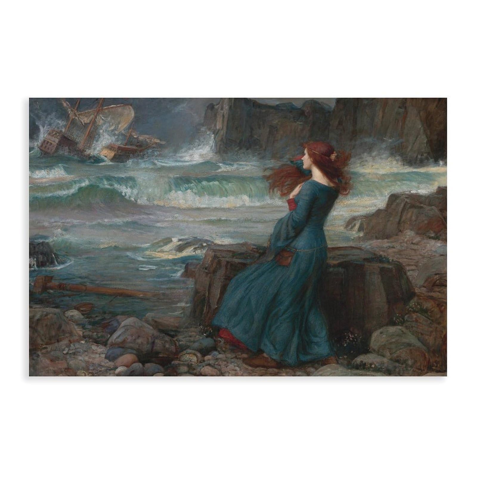 WCYB Miranda - The Tempest by John William Waterhouse Posters Prints Canvas Deco Paintings Wall Art Unframe 12" L X 18" W