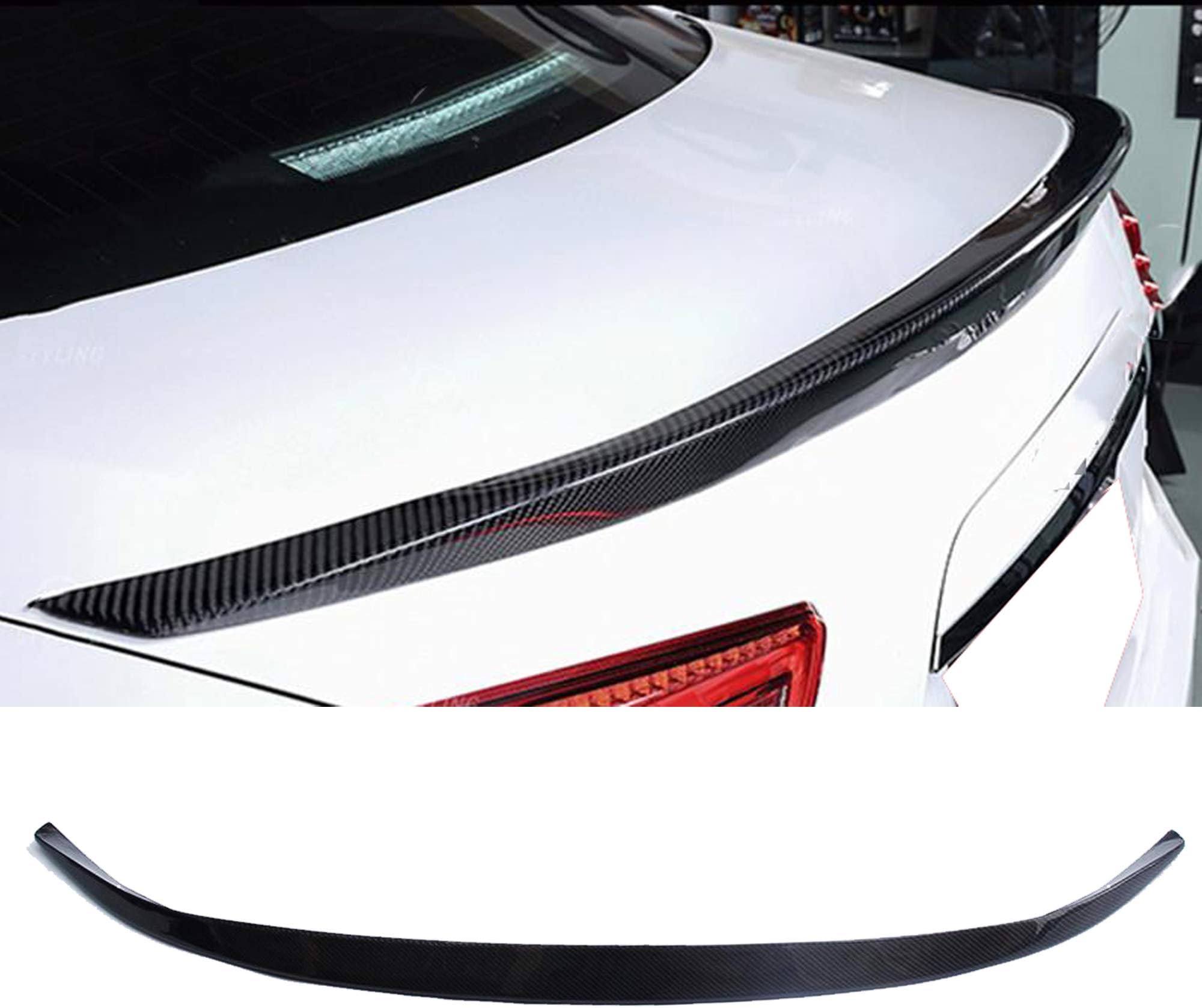 Ghibli Spoiler, Carbon Fiber Rear Trunk Deck Lip Boot Spoiler Wing for Maserati Ghibli 2014-up (Style 1)
