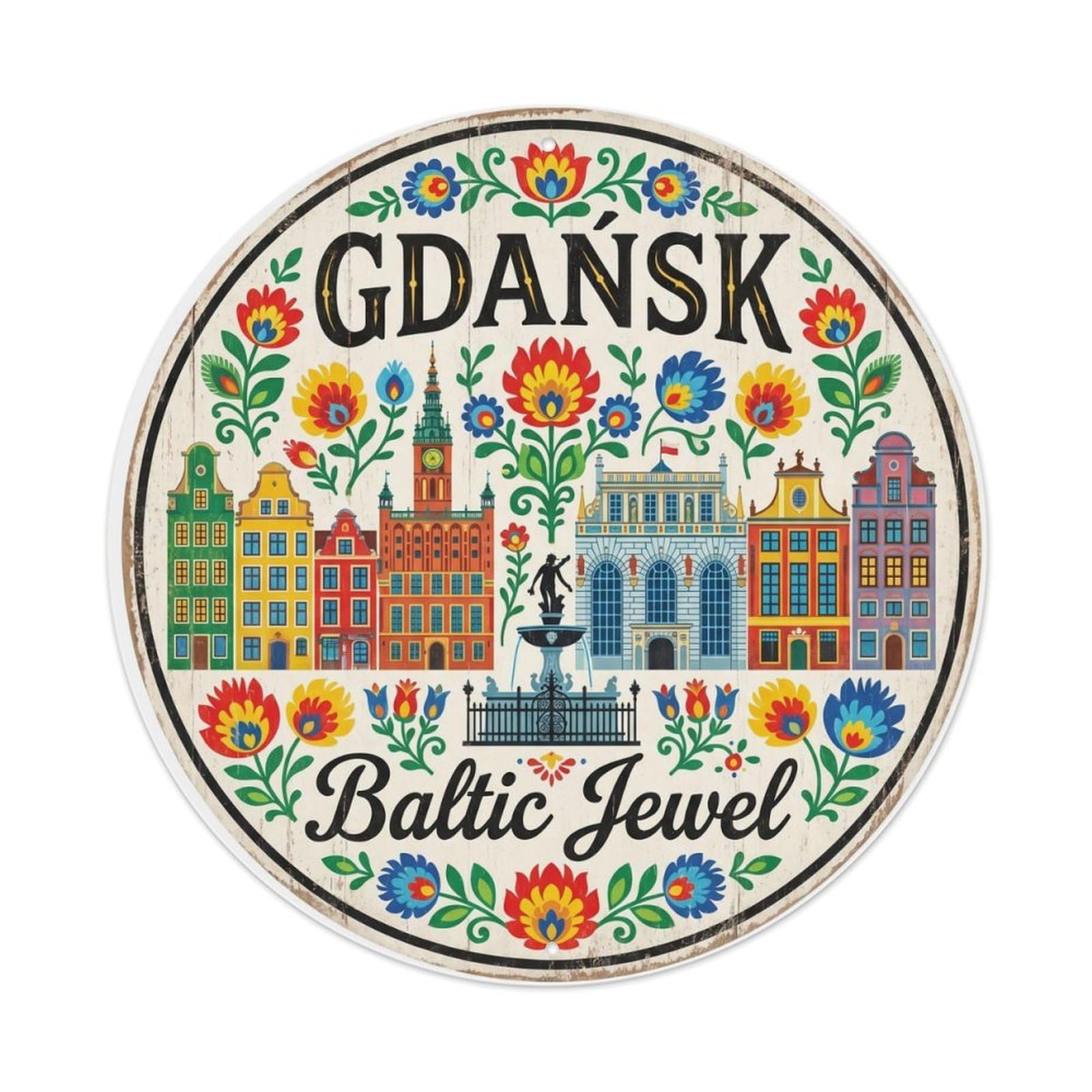 Fqnyr Style Vintage Travel Gdansk Market Poland Metal Tin Sign