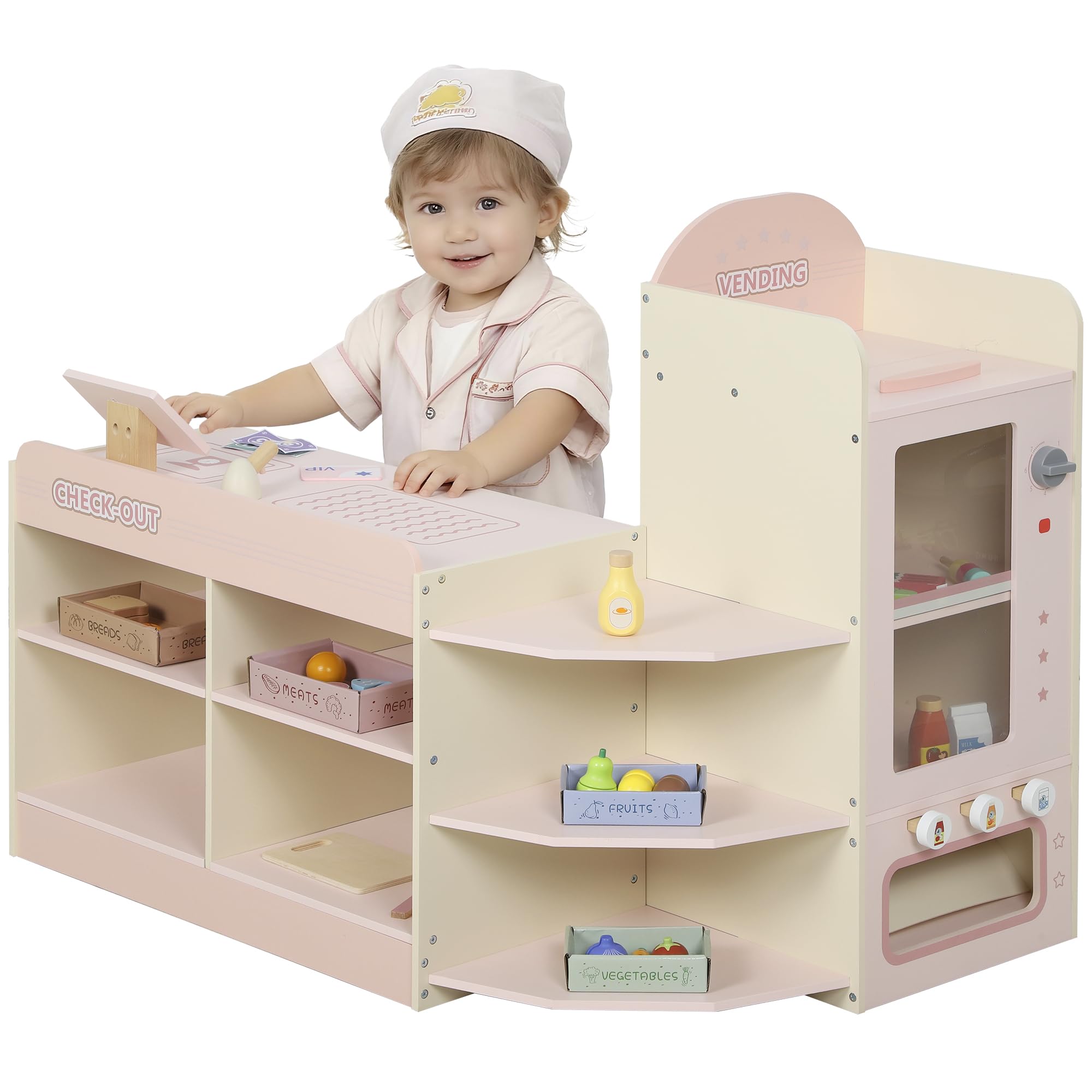 AIYAPLAY Supermercato Gioco per Bambini con registratore di Cassa 3+ Rosa