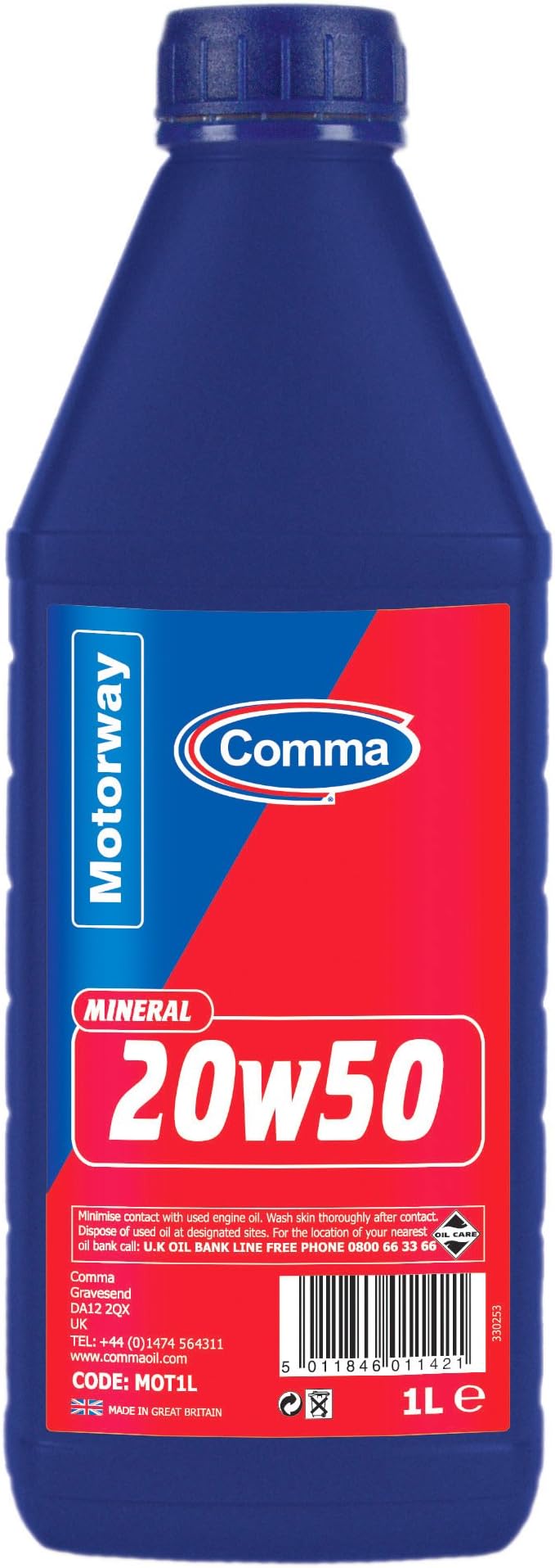 Comma MOT1L 1L Motorway 20W50 Mineral Motor Oil