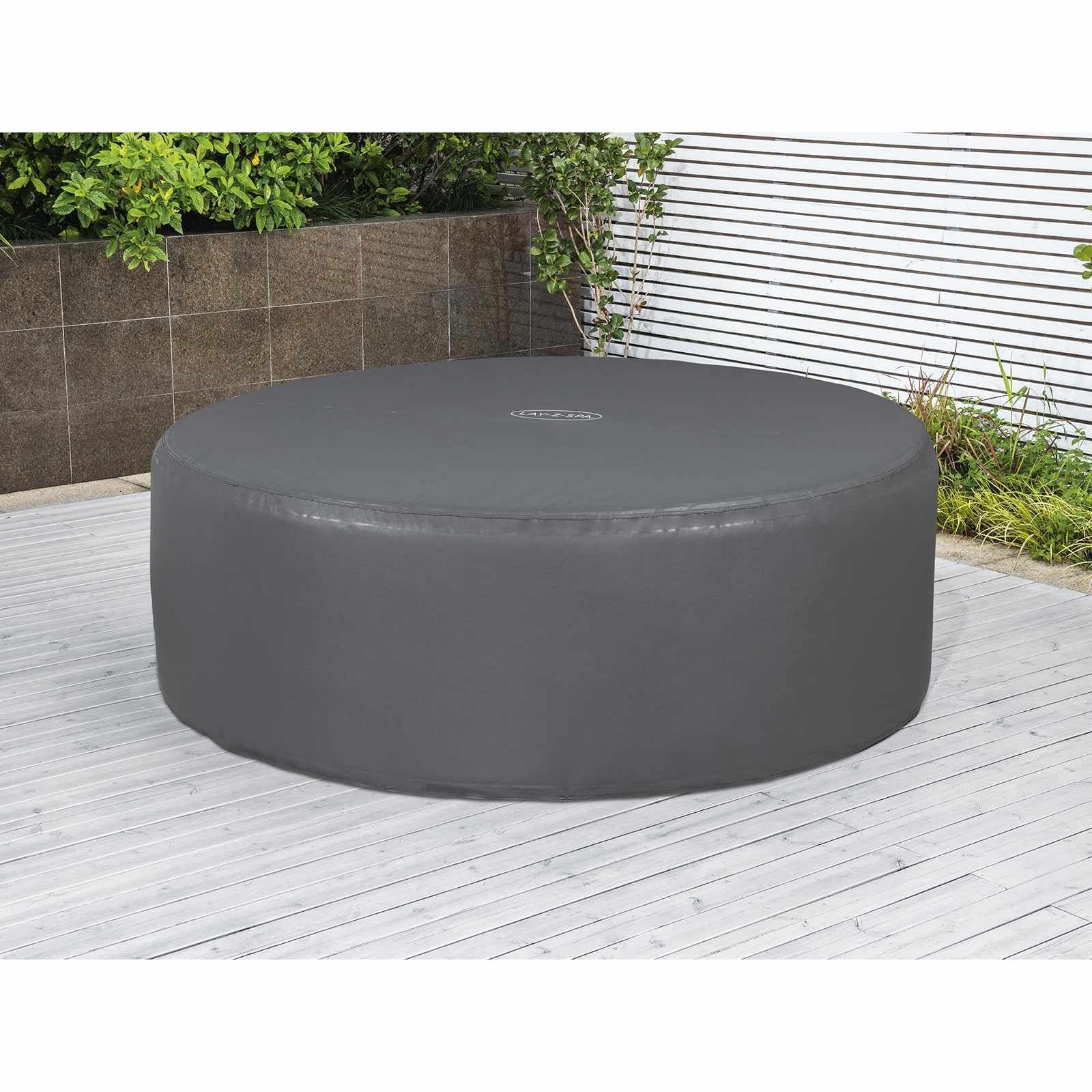 Housse de Piscine Rond Gris Ø196 x 71 cm PVC Pom Waterproof Énergétiquement Efficace Protection Extérieure avec Porte Zippée pour Spa et Piscine